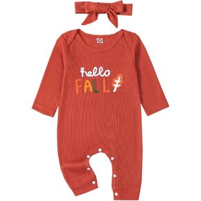 aporake Baby Newborn Clothes for Girls Hello World Infant Waffle Knit Romper Long Sleeve Bodysuit Jumpsuit Coming Home Outfit