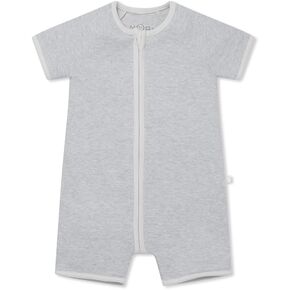 MORI Baby Summer One Piece Pajamas in Grey - Breathable Unisex Zip Romper - Comfort Short Sleeve Sleepwear - 3-6 Months