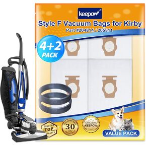 KEEPOW Vacuum Bags for Kirby Sentria, F Style Vacuum Cleaner Bags for Kirby Avalir 2, Ultimate G, Diamond Edition, G Series, Replace Part 204814, 204811, 204803, 204808, 205811 (10+2 Pack)