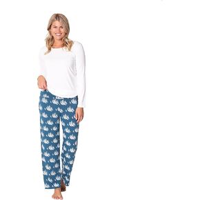 Long Sleeve Loosey Goosey Tee & Pants PJ Set Deep Sea Sailboat Race LG