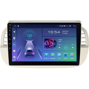 ASURE 9 inch Car Stereo Radio Upgrade for Fiat 500 500C 2007-2015 White,8Core 4G+64G Android System Car in-Dash GPS Navigation Unit with Carplay Android Auto,1280x800 Touchscreen Multimedia Player