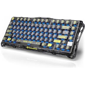 GravaStar Mercury K1 Lite Mechanical Gaming Keyboard, 75% Gasket Hot Swappable Custom Keyboard, Pre-lubed Linear Switches Mechanical Keyboard, RGB Backlit Wireless Keyboard - Transparent Black