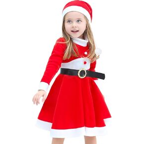 Lilax Little Girl Christmas Dress for Toddlers Red Santa Holiday Party Outfit