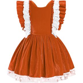 IMEKIS Newborn Baby Girl Velvet Christmas Outfit Ruffle Sleeve Romper Tulle Dress Fall Wedding Birthday Party Clothes