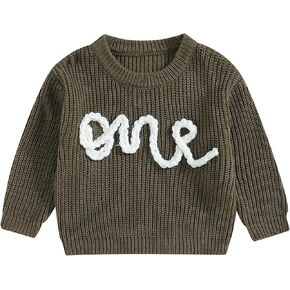 Mubineo Baby Girl Boy Cute 1st Birthday Sweater Long Sleeve Infant First Birthday Sweaters One Year Old Winter Clothes