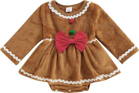 Baby Girl Boy Cute Long Sleeve Gingerbread Man Romper Infant Newborn Christmas Outfit in Saudi Arabia