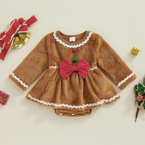 Baby Girl Boy Cute Long Sleeve Gingerbread Man Romper Infant Newborn Christmas Outfit in Saudi Arabia