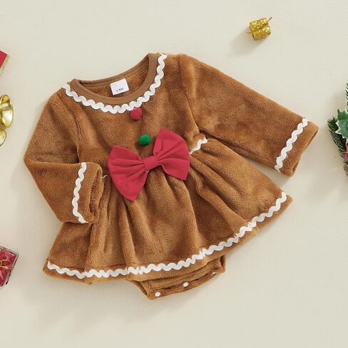 Baby Girl Boy Cute Long Sleeve Gingerbread Man Romper Infant Newborn Christmas Outfit in Saudi Arabia