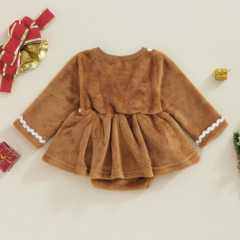 Baby Girl Boy Cute Long Sleeve Gingerbread Man Romper Infant Newborn Christmas Outfit in Saudi Arabia