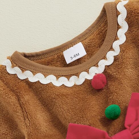 Baby Girl Boy Cute Long Sleeve Gingerbread Man Romper Infant Newborn Christmas Outfit in Saudi Arabia