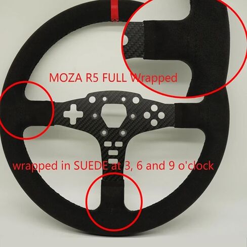 Replace 13 inch lightweight Suede/Leather Steering Wheel Replace Panel For MOZA R5/R3/ES/ESX Bundle Gaming Racing Wheel (With full Suede) in Saudi Arabia