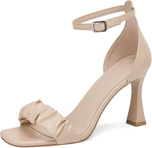 GOSERCE Black Heeled Sandals for Women Dressy Stiletto Open Square Toe Nude Ankle Strap Sandals Ladies High Heels Dress Wedding Bridal Shoes in Saudi Arabia