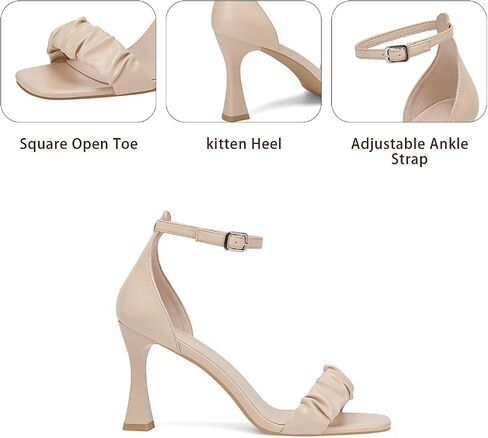 GOSERCE Black Heeled Sandals for Women Dressy Stiletto Open Square Toe Nude Ankle Strap Sandals Ladies High Heels Dress Wedding Bridal Shoes in Saudi Arabia