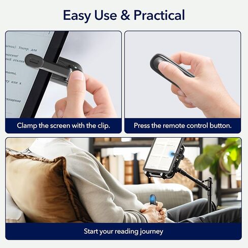 Page Turner for Kindle,Remote Control Page Turner for Kindle Paperwhite,for iPhone,iPad,Android Ebook Reading,Camera Video Record&Shutter Selfie with Storage Bag Black in Saudi Arabia