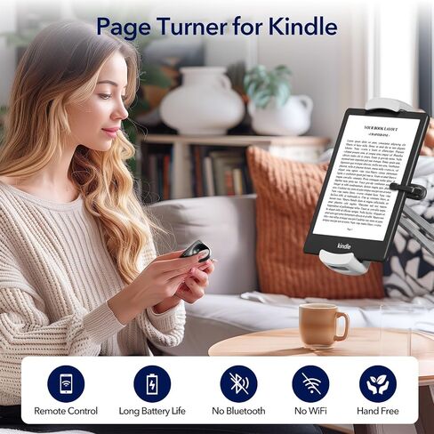 Page Turner for Kindle,Remote Control Page Turner for Kindle Paperwhite,for iPhone,iPad,Android Ebook Reading,Camera Video Record&Shutter Selfie with Storage Bag Black in Saudi Arabia