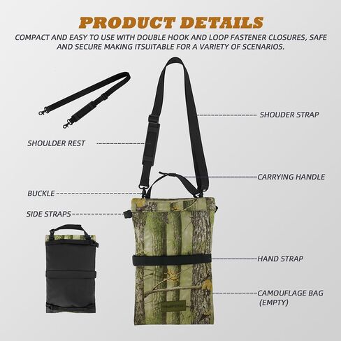 Sandbag for Photography, Tree Pattern Foldable Handheld Storage Bag with Shoulder Strap, 15.5"x9.4" Heavy Duty Polyester Saddlebag/Beanbag/Tripod Weight Bag for Camera Tripod(Green) in Kuwait
