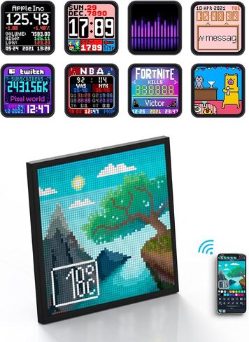 Divoom Pixoo-64 - إطار رقمي بتقنية WiFi Pixel Art مع التحكم في التطبيق وميزة إنشاء مخصصة، شاشة LED مقاس 64x64 لديكور غرفة الألعاب وعداد مروحة الوسائط الاجتماعية in Kuwait