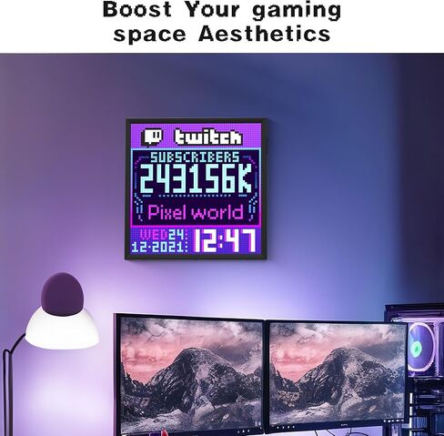 Divoom Pixoo-64 - إطار رقمي بتقنية WiFi Pixel Art مع التحكم في التطبيق وميزة إنشاء مخصصة، شاشة LED مقاس 64x64 لديكور غرفة الألعاب وعداد مروحة الوسائط الاجتماعية in Kuwait