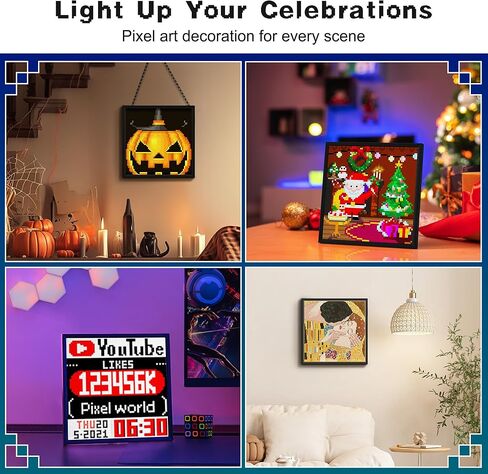 Divoom Pixoo-64 - إطار رقمي بتقنية WiFi Pixel Art مع التحكم في التطبيق وميزة إنشاء مخصصة، شاشة LED مقاس 64x64 لديكور غرفة الألعاب وعداد مروحة الوسائط الاجتماعية in Kuwait