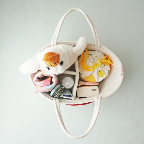 Diaper Caddy Organizer Cotton Rope Nursery Baskets Storage for Baby Shower Gifts Newborn Essentials Changing Table Organizer, Diaper Baskets with Tassels Decor in Saudi Arabia