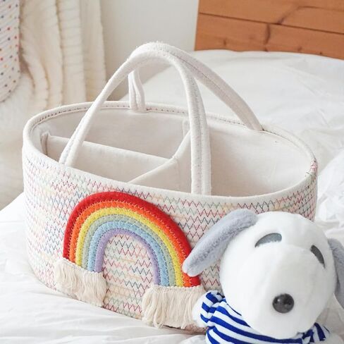 Diaper Caddy Organizer Cotton Rope Nursery Baskets Storage for Baby Shower Gifts Newborn Essentials Changing Table Organizer, Diaper Baskets with Tassels Decor in Saudi Arabia