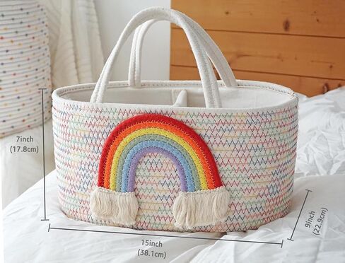 Diaper Caddy Organizer Cotton Rope Nursery Baskets Storage for Baby Shower Gifts Newborn Essentials Changing Table Organizer, Diaper Baskets with Tassels Decor in Saudi Arabia
