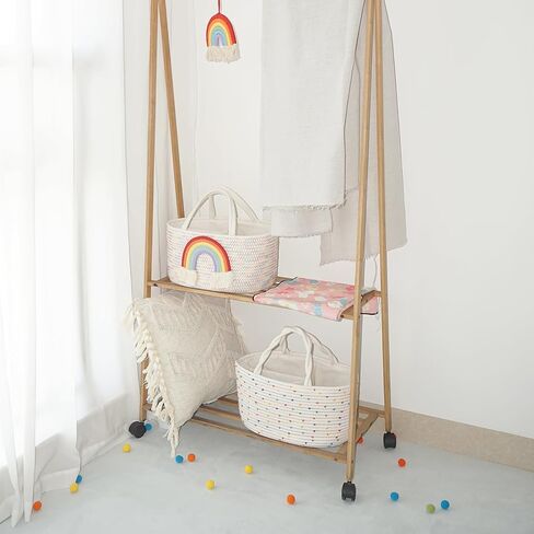 Diaper Caddy Organizer Cotton Rope Nursery Baskets Storage for Baby Shower Gifts Newborn Essentials Changing Table Organizer, Diaper Baskets with Tassels Decor in Saudi Arabia