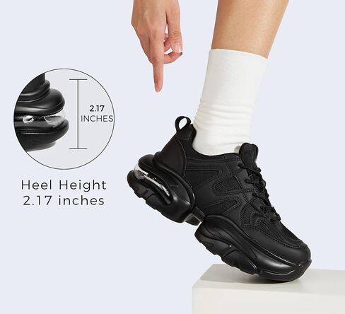 LUCKY STEP Women's Air Cushion Chunky Sneaker Fashion Thick Sole 90S Retro Dad Rave Casual Comfortable Walking Shoes in Kuwait