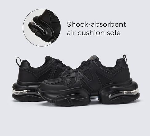 LUCKY STEP Women's Air Cushion Chunky Sneaker Fashion Thick Sole 90S Retro Dad Rave Casual Comfortable Walking Shoes in Kuwait