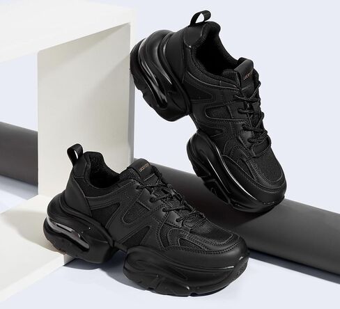 LUCKY STEP Women's Air Cushion Chunky Sneaker Fashion Thick Sole 90S Retro Dad Rave Casual Comfortable Walking Shoes in Kuwait