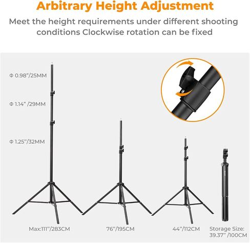 K&F Concept Light Stand for Photography, 9.1ft/2.8M Portable Extendable Photo Video Tripod Stand, Heavy Duty Light Stand Lighting Tripod with 1/4" Screw for Strobe Light/Webcams/Cameras/Softbox in Kuwait