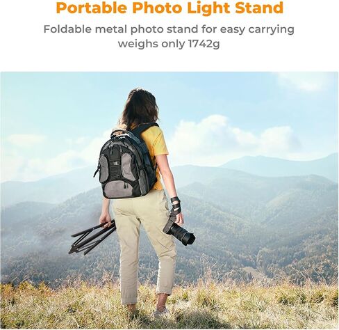 K&F Concept Light Stand for Photography, 9.1ft/2.8M Portable Extendable Photo Video Tripod Stand, Heavy Duty Light Stand Lighting Tripod with 1/4" Screw for Strobe Light/Webcams/Cameras/Softbox in Kuwait
