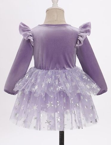 IBTOM CASTLE Infant Girl Snowflake Birthday Dress Tulle Tutu Princess Dress Velvet Romper Dress with Headband Winter in Saudi Arabia