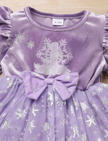 IBTOM CASTLE Infant Girl Snowflake Birthday Dress Tulle Tutu Princess Dress Velvet Romper Dress with Headband Winter in Saudi Arabia
