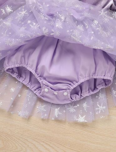 IBTOM CASTLE Infant Girl Snowflake Birthday Dress Tulle Tutu Princess Dress Velvet Romper Dress with Headband Winter in Saudi Arabia