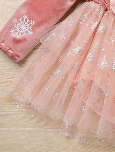 IBTOM CASTLE Infant Girl Snowflake Birthday Dress Tulle Tutu Princess Dress Velvet Romper Dress with Headband Winter in Saudi Arabia