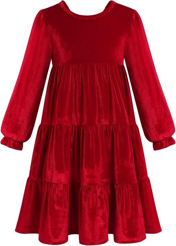 IDOPIP Toddler Baby Girls Velvet Tutu Dress Bowknot Ruffle Kids Princess Christmas Birthday Party Dresses Fall Winter Clothes in Kuwait