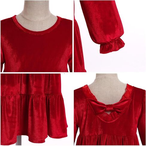 IDOPIP Toddler Baby Girls Velvet Tutu Dress Bowknot Ruffle Kids Princess Christmas Birthday Party Dresses Fall Winter Clothes in Kuwait