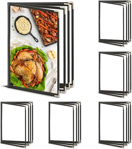 4PCS Menu Covers 8.5 X 11 Inch,Menu Holder 4 Page 8 View Transparent Restaurant Menu Cover Book Fits 8.5x11" Standard Size, Black in Saudi Arabia