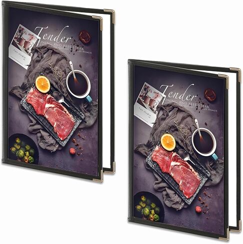 4PCS Menu Covers 8.5 X 11 Inch,Menu Holder 4 Page 8 View Transparent Restaurant Menu Cover Book Fits 8.5x11" Standard Size, Black in Saudi Arabia