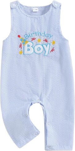 Baby Boy Girl Birthday Clothes Letter One Embroidery Romper Bodysuit Jumpsuit Overall Onesie One-piece Bodysuit in Kuwait