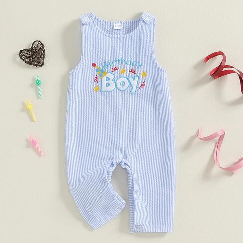 Baby Boy Girl Birthday Clothes Letter One Embroidery Romper Bodysuit Jumpsuit Overall Onesie One-piece Bodysuit in Kuwait