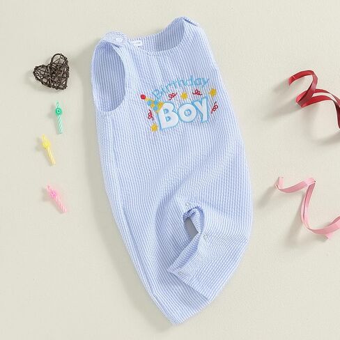 Baby Boy Girl Birthday Clothes Letter One Embroidery Romper Bodysuit Jumpsuit Overall Onesie One-piece Bodysuit in Kuwait