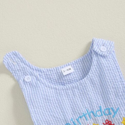 Baby Boy Girl Birthday Clothes Letter One Embroidery Romper Bodysuit Jumpsuit Overall Onesie One-piece Bodysuit in Kuwait