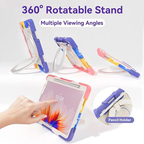 for iPad 10th Generation Case 2022 10.9 inch with Pencil Holder/ 360° Rotating Kickstand/Grip Handle/Shoulder Strap for Kids Girls Heavy Duty Rugged Protective Cover for iPad 2022 10.9'', Pink in Saudi Arabia