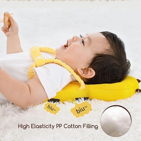 Baby Head Protector,Infant Fall Protection, Baby Head Protector Cushion Backpack with Baby Knee Pads Anti Slip Socks for Walking & Crawling (Yellow Bees) in Kuwait