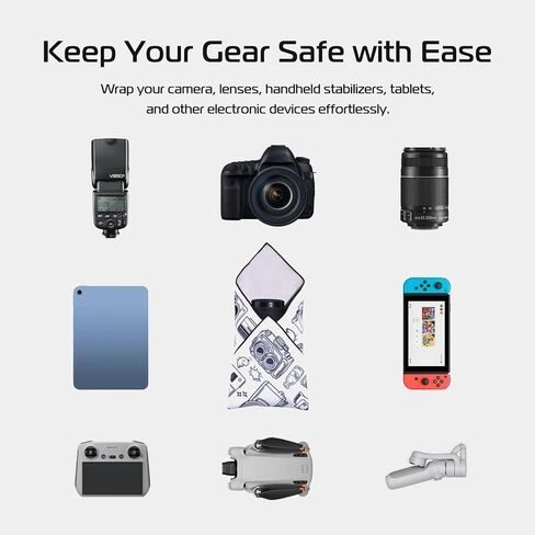 ULANZI Protective Wrap, Anti-scratch Lens Camera Wrap, Lens protector, Magic Self-Adhesive Cloth Protective Camera Wrapper for DSLR/Camera Lens/Phone/Accessories, Multicolor in Kuwait