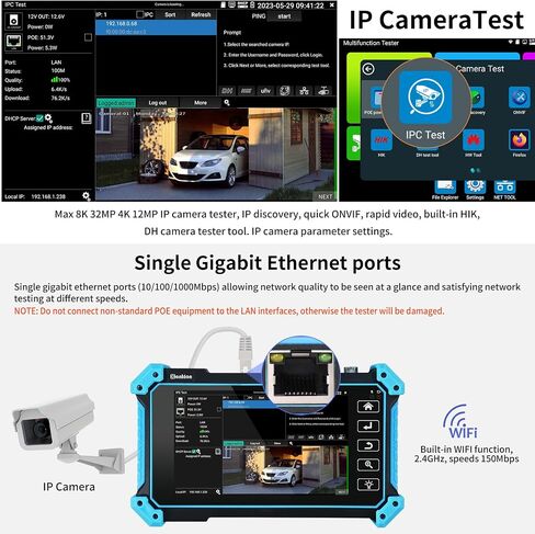Henkion IP Camera Tester, with Cable Tracer, 5.4 inch Touch Screen, 4K 8MP AHD CVI Camera and 12MP IPC Test, 4K HD Camera Display Video, Support POE WiFi RS485 HDMI &VGA Input UTC IPC-5100C Plus in Saudi Arabia