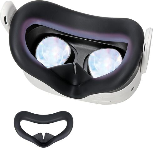 VR Silicone Face Cover Pad for Meta Quest 3S Accessories, Soft Silicone Face Cushion Pad, Sweat-Proof & Anti-Light Face Cover Cushion Compatible with Quest 3S in Kuwait