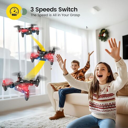 Holy Stone HS190 Drones for Kids with Christmas Gift Box, Foldable MINI Indoor Drone RC Quadcopter with 3D Flip, Throw to Go, Altitude Hold, Easy to Fly for Beginner Christmas Birthday Toy Gift, Red in Saudi Arabia